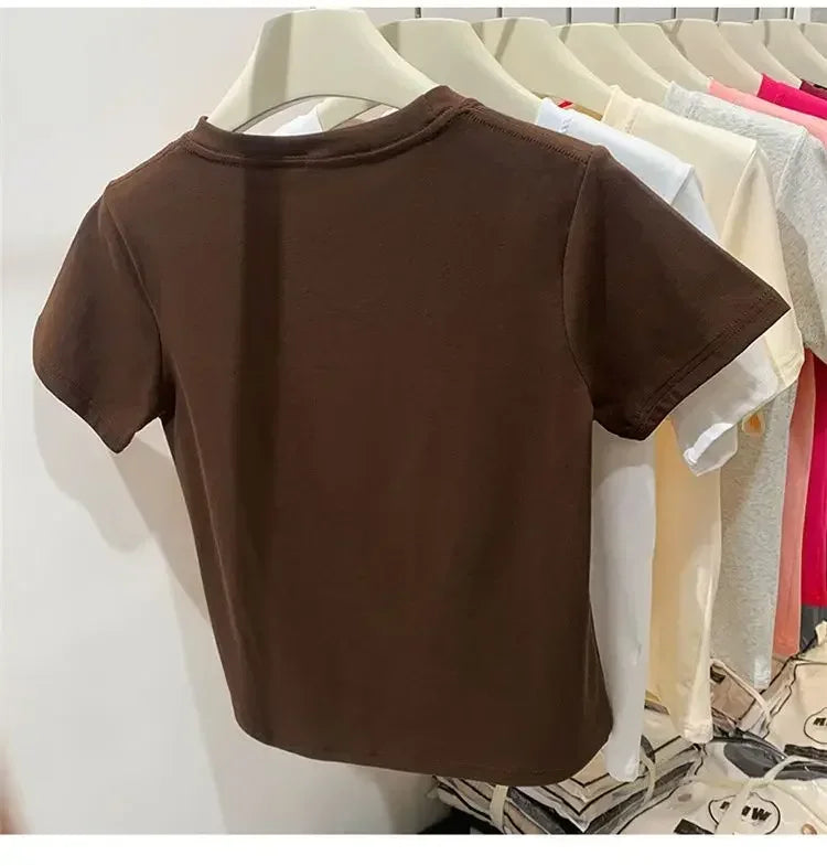 Summer Plus Size T Shirts for Women High Quality Solid Casual Female Korean Streetwear Tees Unisex Basic Solid Young Cool Tops