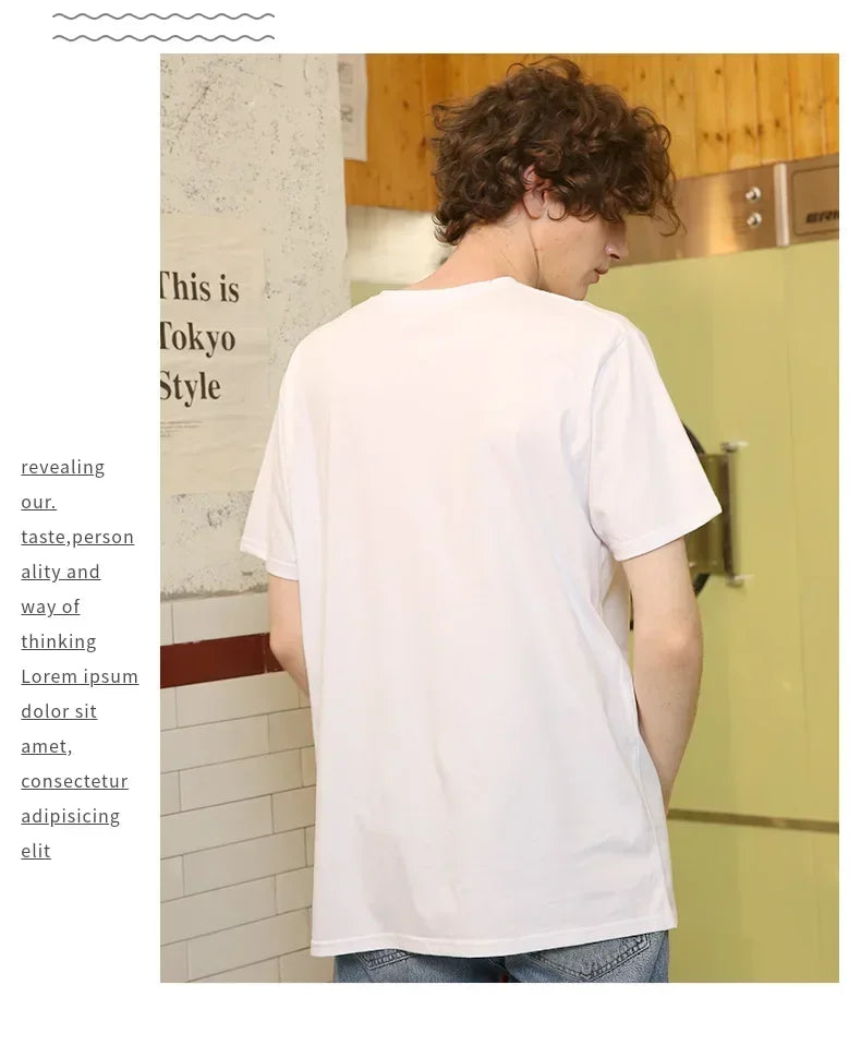 100% cotton Solid Tshirts Mens Short Sleeve Fashion Brand Trend White Black Clothing Tees Woman Customized Products Summer