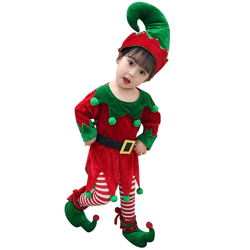 Enfant Elf Costume Christmas Toddler Niño Red Velvet Holiday Elfs Outfit Fancy Dress Up Costumes For Enfants New Arrivals 2026