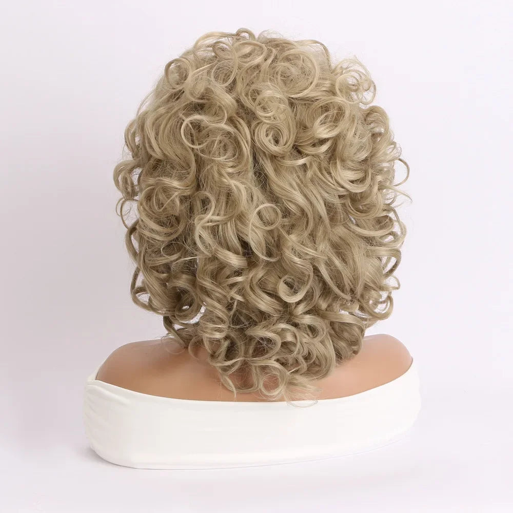 Synthetic Blonde Short Curly Wig for Women, Heat Resistant Natural Wave Cosplay Costume Party Daily Wear Hair