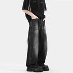 Retro Washed Cracked Jeans Men's Trendy Brand Ruffian Handsome High