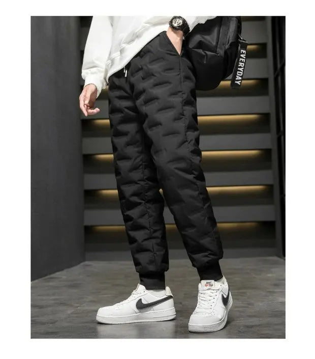 Thickened Lamb Velvet Men's Winter Outdoor Wear Windproof Coldproof Fleece Lined Trousers Large Size Warm Waterproof down Cot...