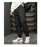 Thickened Lamb Velvet Men's Winter Outdoor Wear Windproof Coldproof Fleece Lined Trousers Large Size Warm Waterproof down Cot...