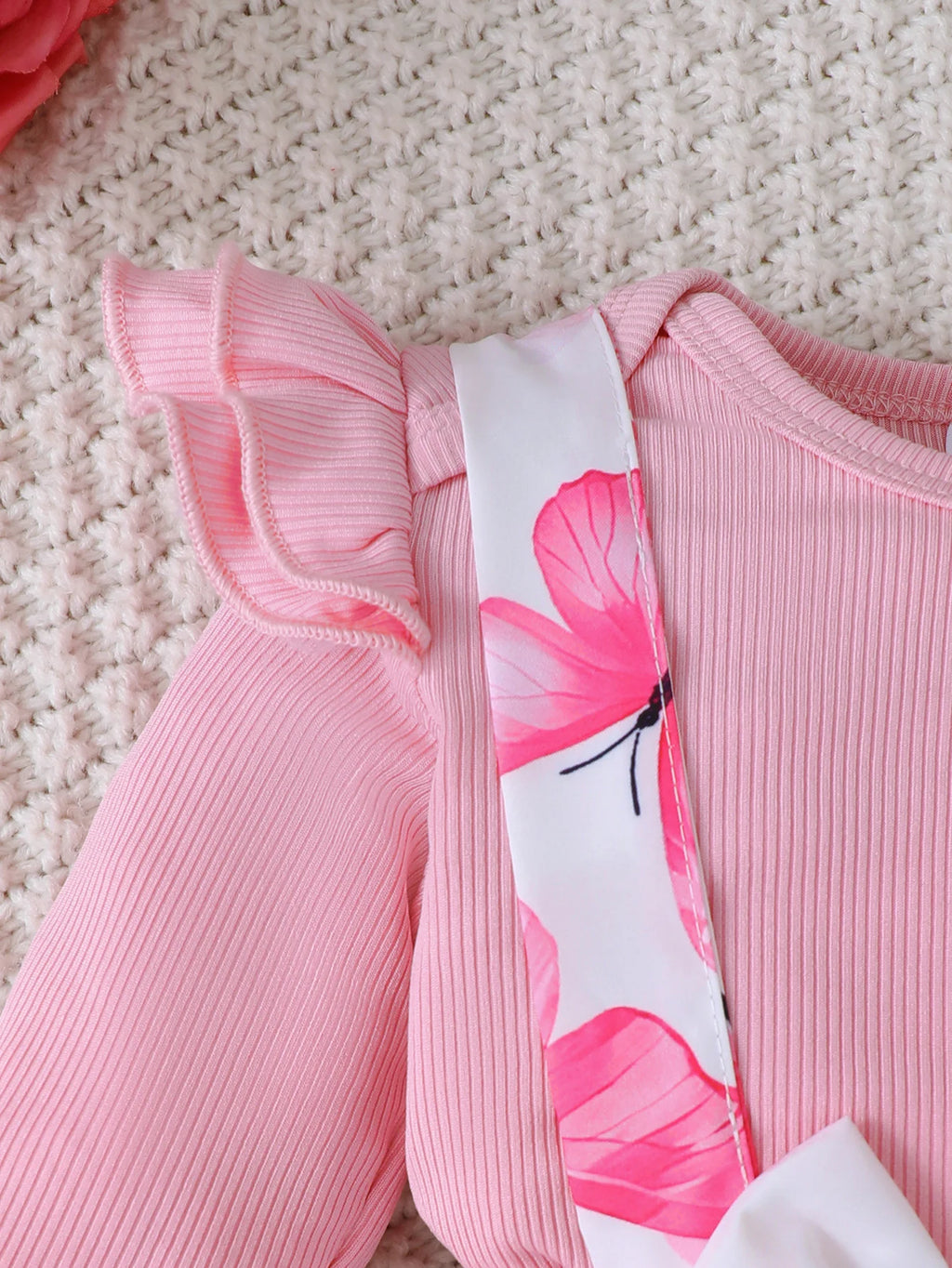 3Pcs Baby Girl Set Flying Sleeve Pit Strip jumpsuit+Printed Strap Pants+Headband Set 0-24 Months Baby Girl Spring Autumn Set