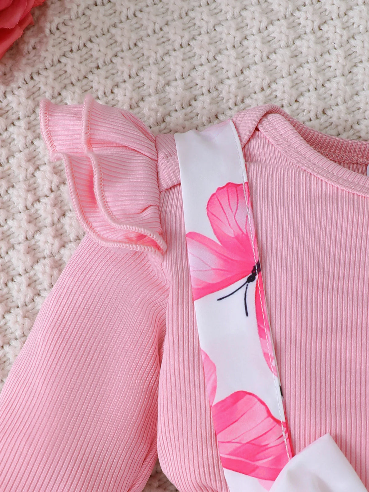 3Pcs Baby Girl Set Flying Sleeve Pit Strip jumpsuit+Printed Strap Pants+Headband Set 0-24 Months Baby Girl Spring Autumn Set