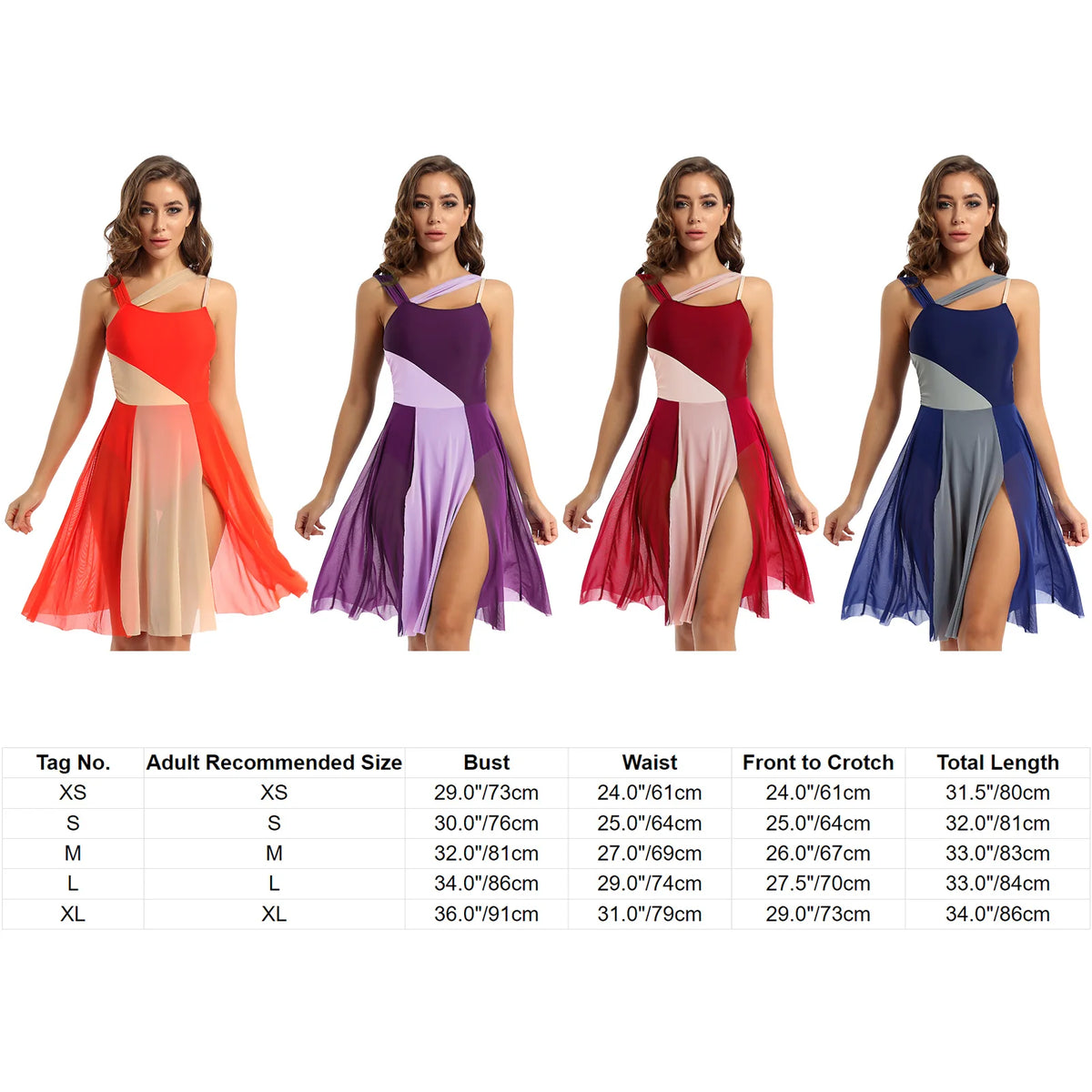 Women Ballet Dance Dress Adult Modern Contemporary Lyrical Dance Costumes Sleeveless Color Block Gymnastics Leotard Dancewear