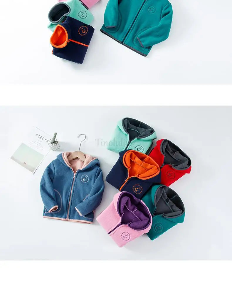 Manteau Polaire Enfant À Capuche – Double Polaire Chaud Zipé 2-14 Ans