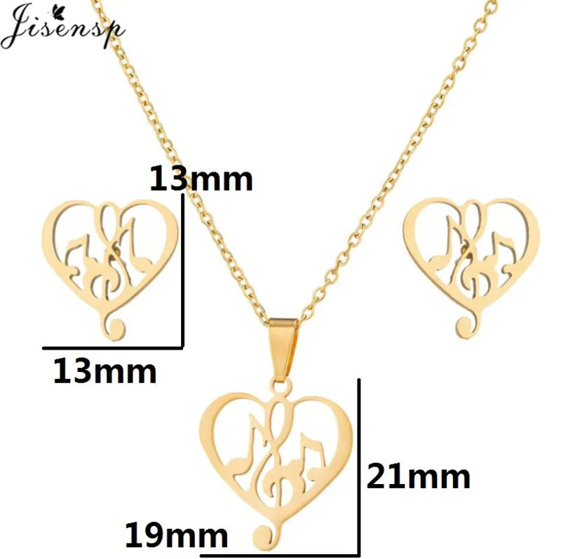 Parure Bijoux Femme Minimaliste – Collier + Boucles d’Oreilles Acier Inoxydable