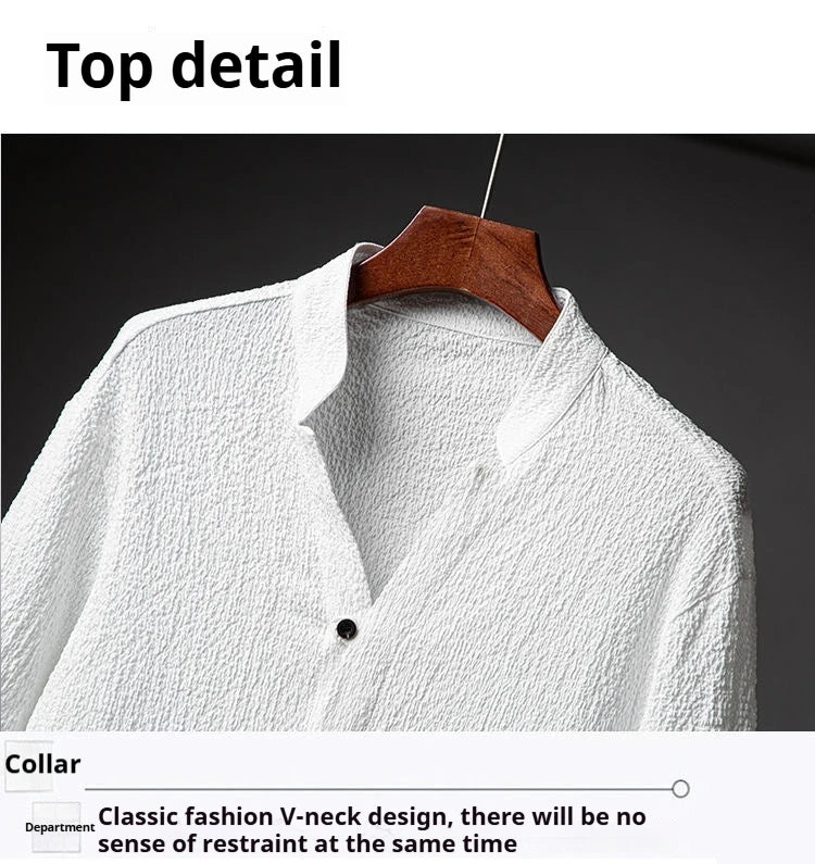 2025 Summer Popular Men's Plus Size Comfortable Casual Suit Men's Solid Color Street Suit Men's Fashion Two-piece Set