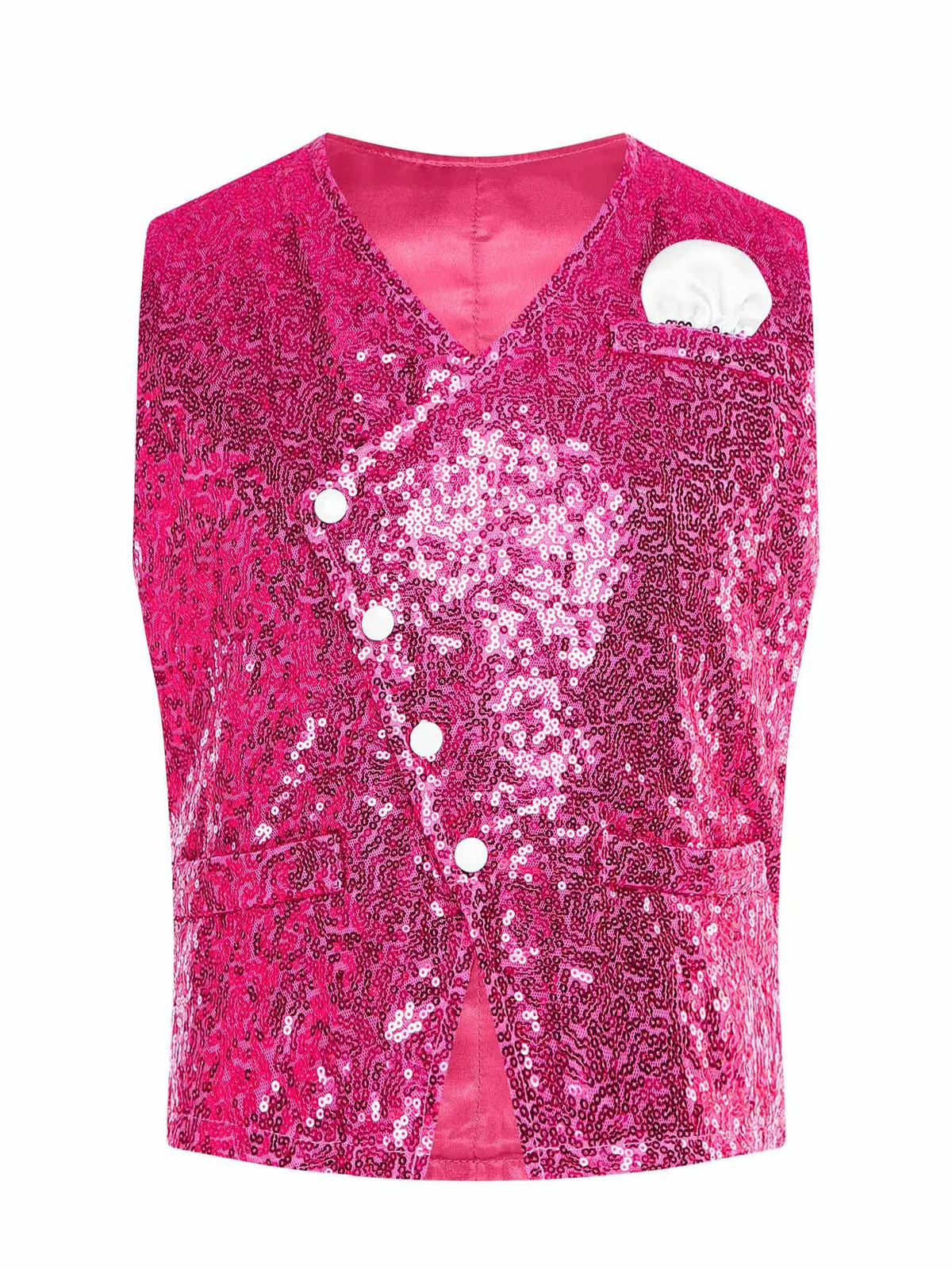 Kids Boys Glittery Sequin Waistcoat Fashion Childs Button-down Vest Tank Top for Birthday Party Prom Dance Wedding Costume Vests