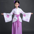 2025 Robe en soie chinoise pour filles, Kimono pour enfants, Costume de danse de chorale Hanfu traditionnel Vintage