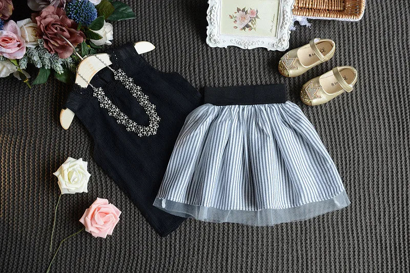 Kids Girl Clothes Set Infant Clothing Sleeveless Vest+Skirts 2Pcs Clothing Set Fashion Toddler Costume Children 0-7Year BC1383
