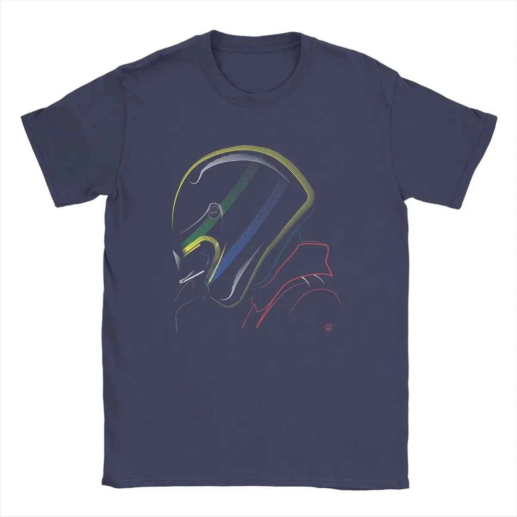Men Ayrton Senna Helmet T Shirt 100% Cotton Clothing Unique Short Sleeve Round Collar Tees Graphic T-Shirt