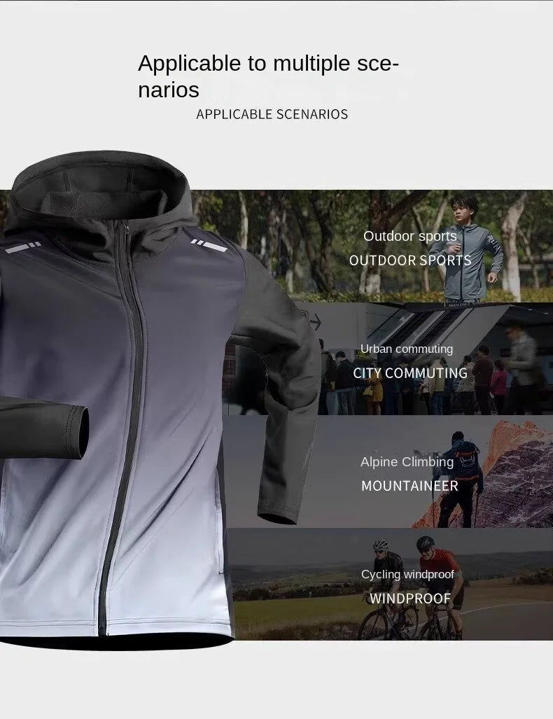 Men's Fall Quick-Dry Running Jacket Sporty Windbreaker Gym Top Professional Morning Run Training Sweatshirt with Fleece Lining a