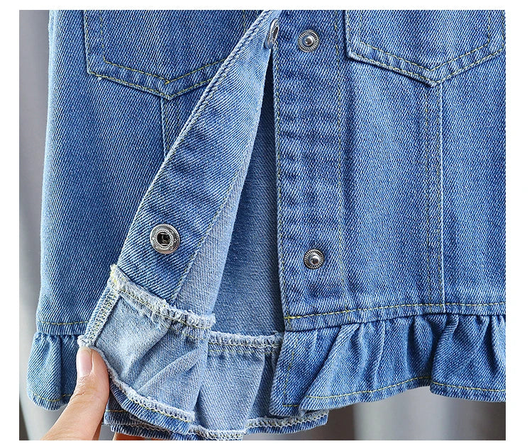 New Fashion Kids Children's Denim Vest with Bow and Pearl for Toddler Girls Denim Waistcoat Baby Lovely Style Sleeveless Jacket