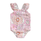 Baby Girls Swimwear Infant Off Shoulder Sleeveless Floral Print