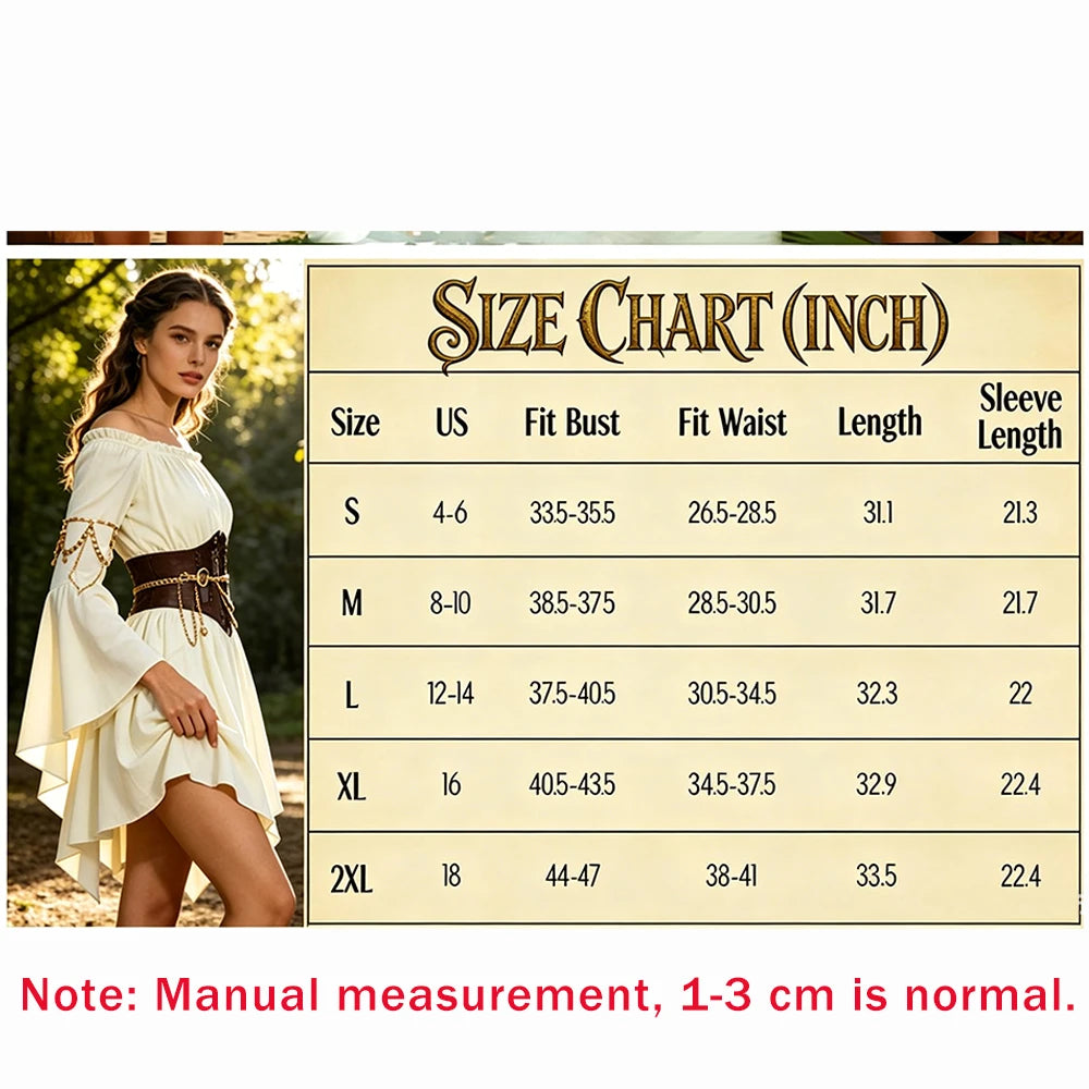 Women's Dress Vintage European-Style Off-The-Shoulder Bell-Sleeve Medieval Renaissance Court-Style Dresses Halloween Costume