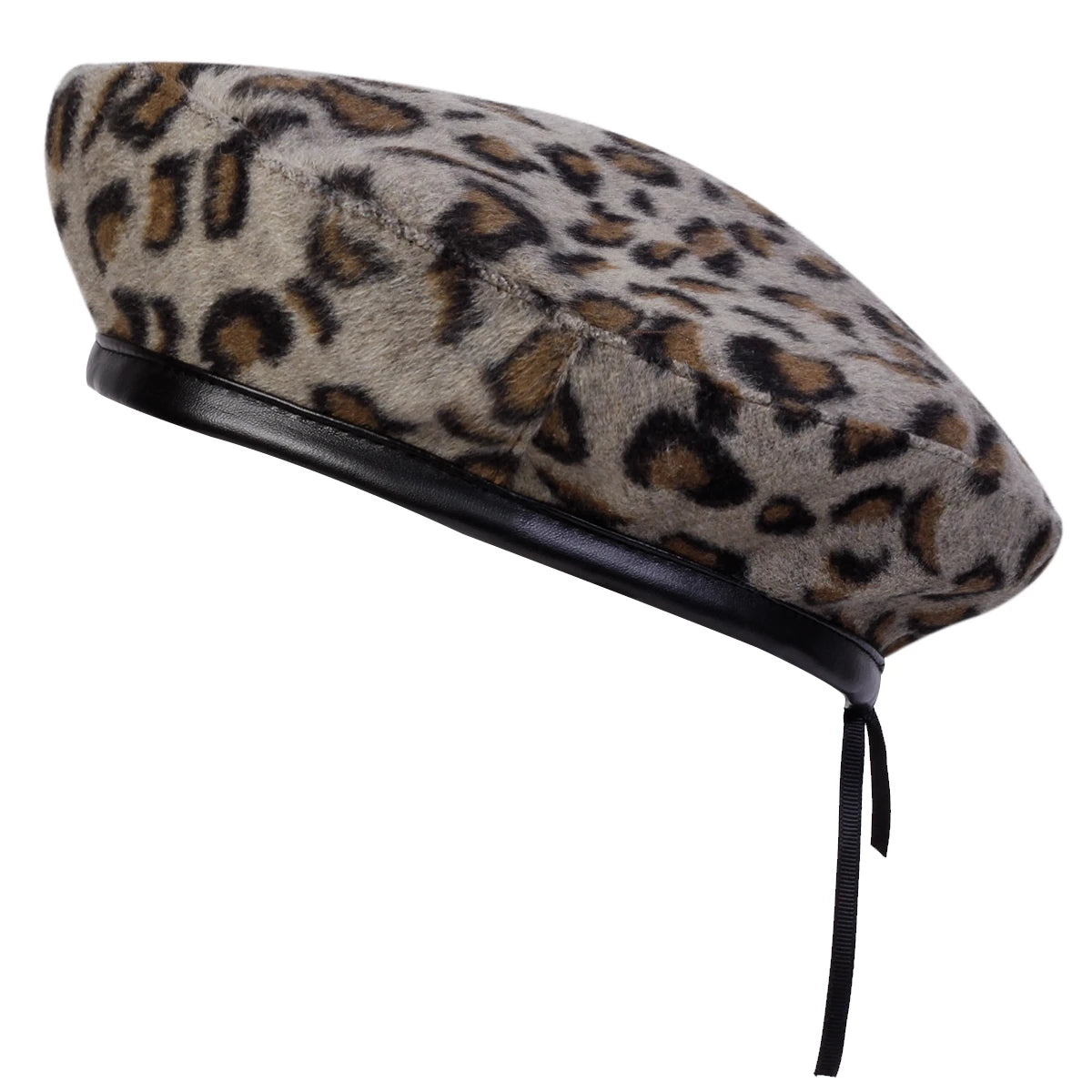 Unisex Fur Leopard Print Beret Men and Women Painters Hats Autumn Winter Warm Berets Flat Caps