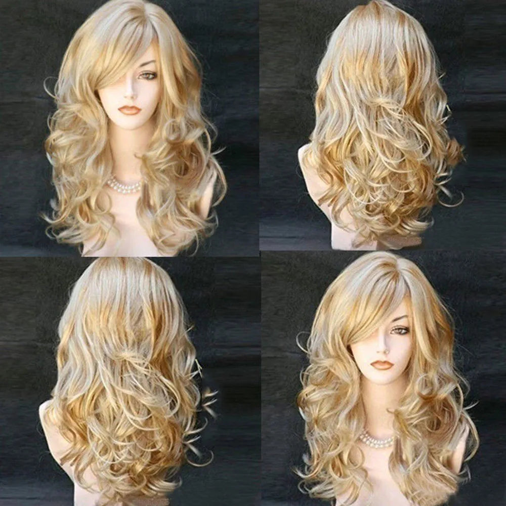 Long Curly Blonde Wig Natural Wavy Synthetic Hair Wig For Women Daily Party Cosplay Ondulado Natural Para Mujer 2026 Trending