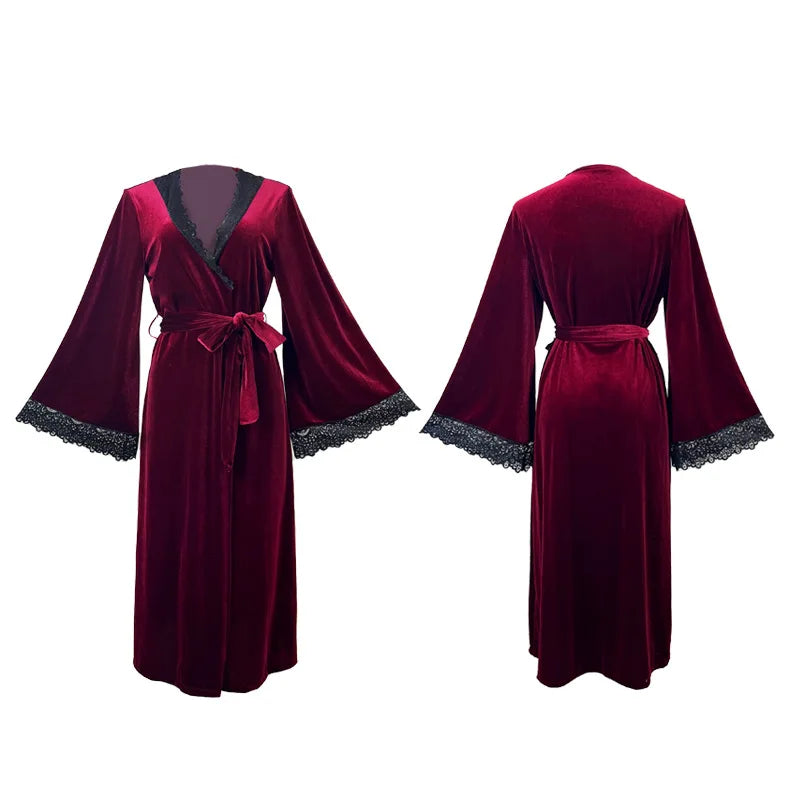 Robe de chambre femme en velours – Mi-longue et élégante