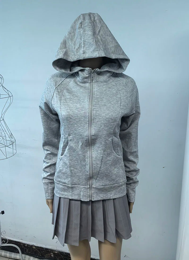 Sweat À Capuche Zipé Femme Slim – Poches Style Coréen Automne 2025