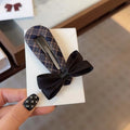 Headwear Polyester Bownot Hair Clip Alloy High-end Plaid Bow Hairpin Elegant Solid Color Korean Barrettes Girls