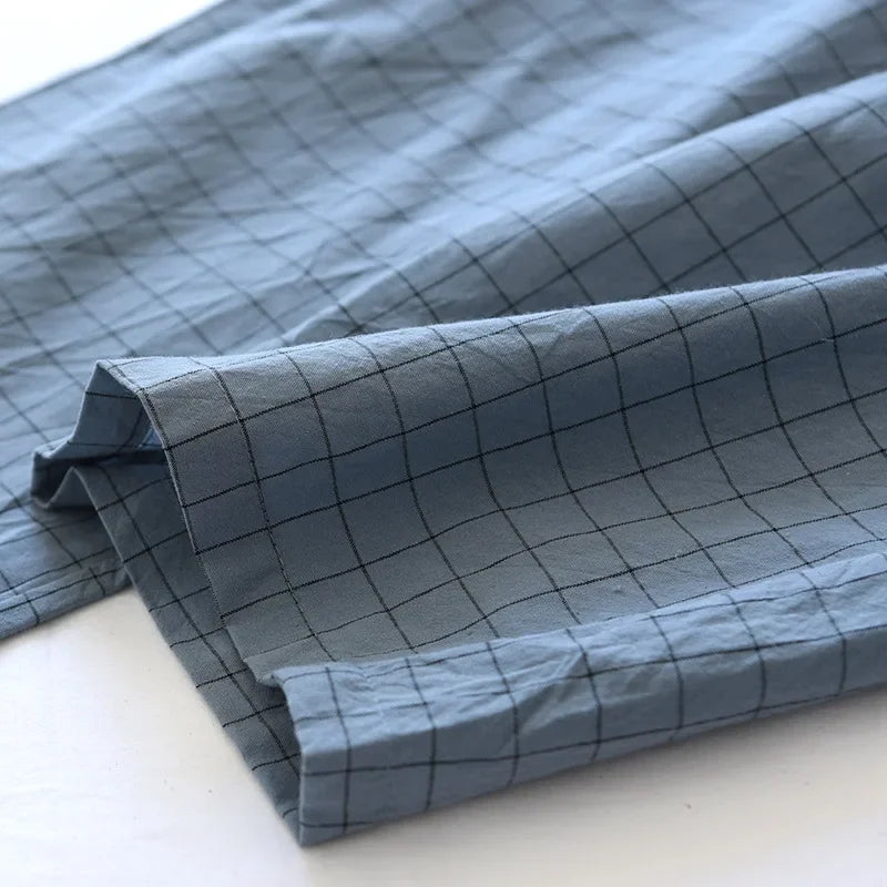 Men Pajama Pants Plaid Design Cotton Pajamas Long Trouser Spring Summer Male Thin Loose Sleep Bottoms Men Sleep Pants Plus Size