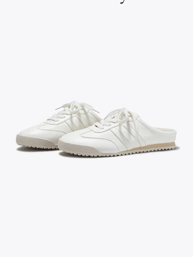 Mules Sneaker Femme – Talon Intérieur 5cm Bout Fermé Blanc Été
