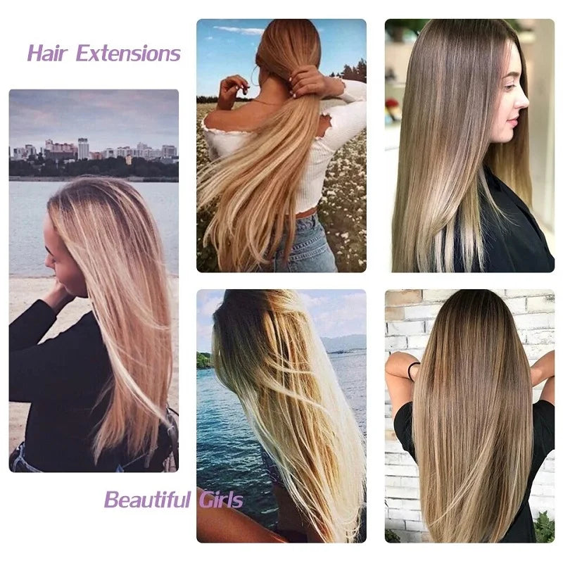 Synthetic 24Inch 16 Clips in Hair Extensions Long Straight Hairstyle Blonde Black Hairpieces Heat Resistant False Hair Daily Use