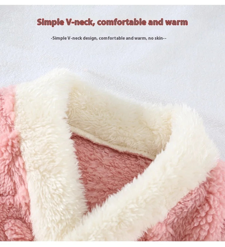 Pyjama Fille Flanelle Motif Lapin – Chaud Kawaii Automne Hiver 90-130cm