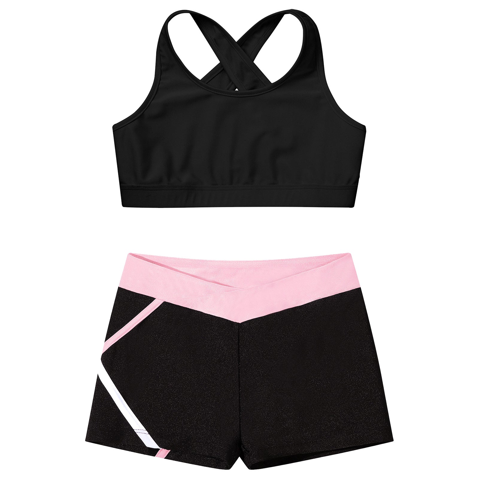 Children's Clothing Girls Ballet Dance Suits Crop Top + Shorts Sports Sets for Running Gym Workout Outfit 8 10 14 16 Kids Sets