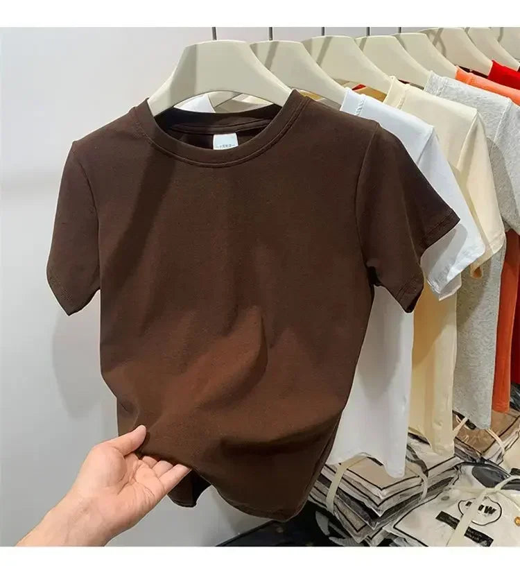 Summer Plus Size T Shirts for Women High Quality Solid Casual Female Korean Streetwear Tees Unisex Basic Solid Young Cool Tops