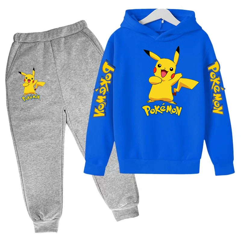 New Children's Sports Outfit Set-Hooded Jacket+long Pants with Cartoon Patterns Casual Loose Fit Suitable Boys Girls Aged3to13
