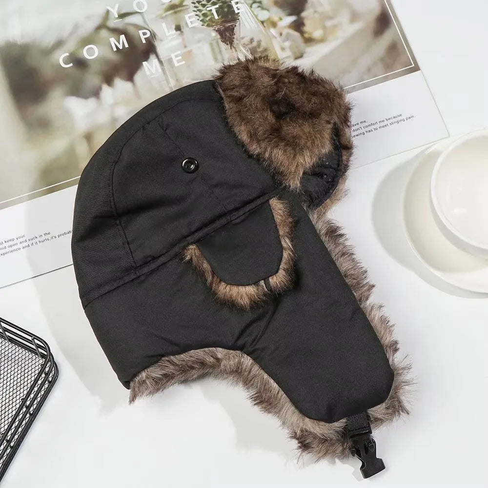 Unisex Warm Men's Women Trapper Cap Aviator Trooper Earflap Winter Flaps Ski Hat New Er Hats Russian Faux Fur Hats