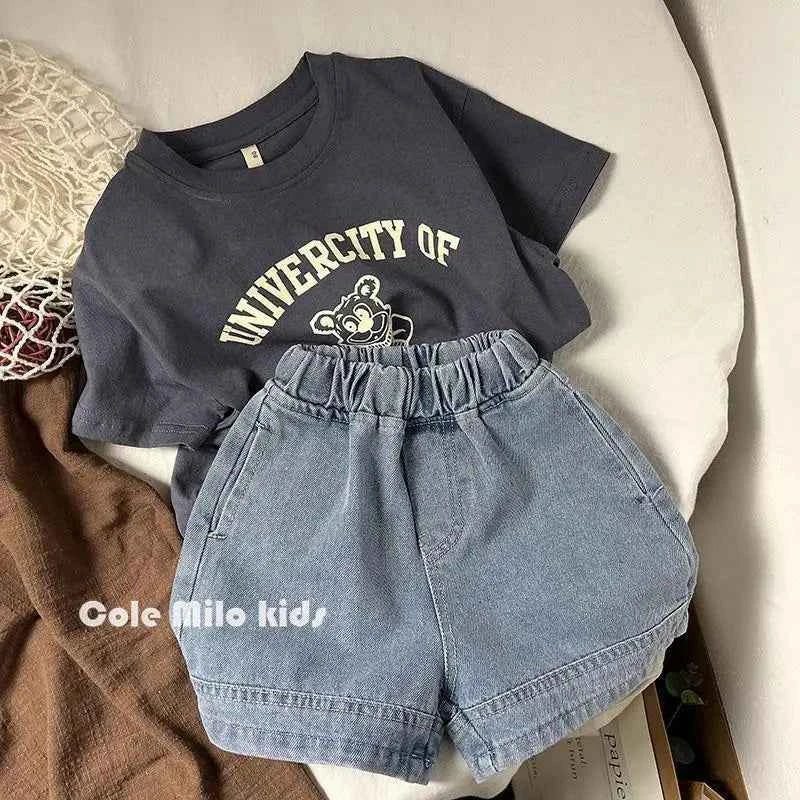 Pure Cotton Kids T-shirt Summer Clothes Short Sleeved Tops Tees Children Costume Fashion Cartoon Boys T Shirts Round Collar