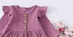 Newborn Baby Girl Clothes Set Solid Knitting Long Sleeve Tops Floral Print Pants Headband 3Pcs Outfits Casual Infant Clothing