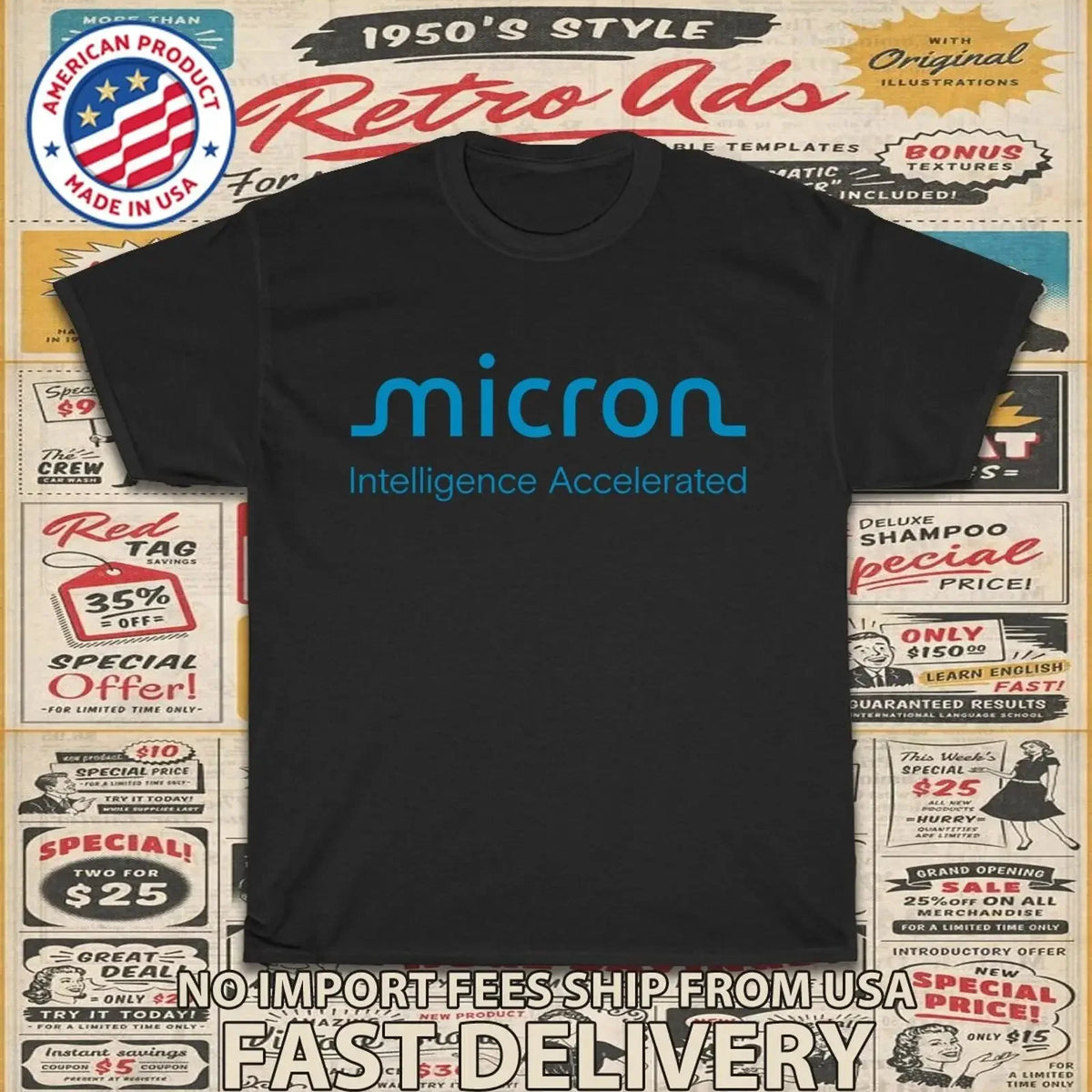 T-shirt Micron Technology unisexe – Vintage américain streetwear