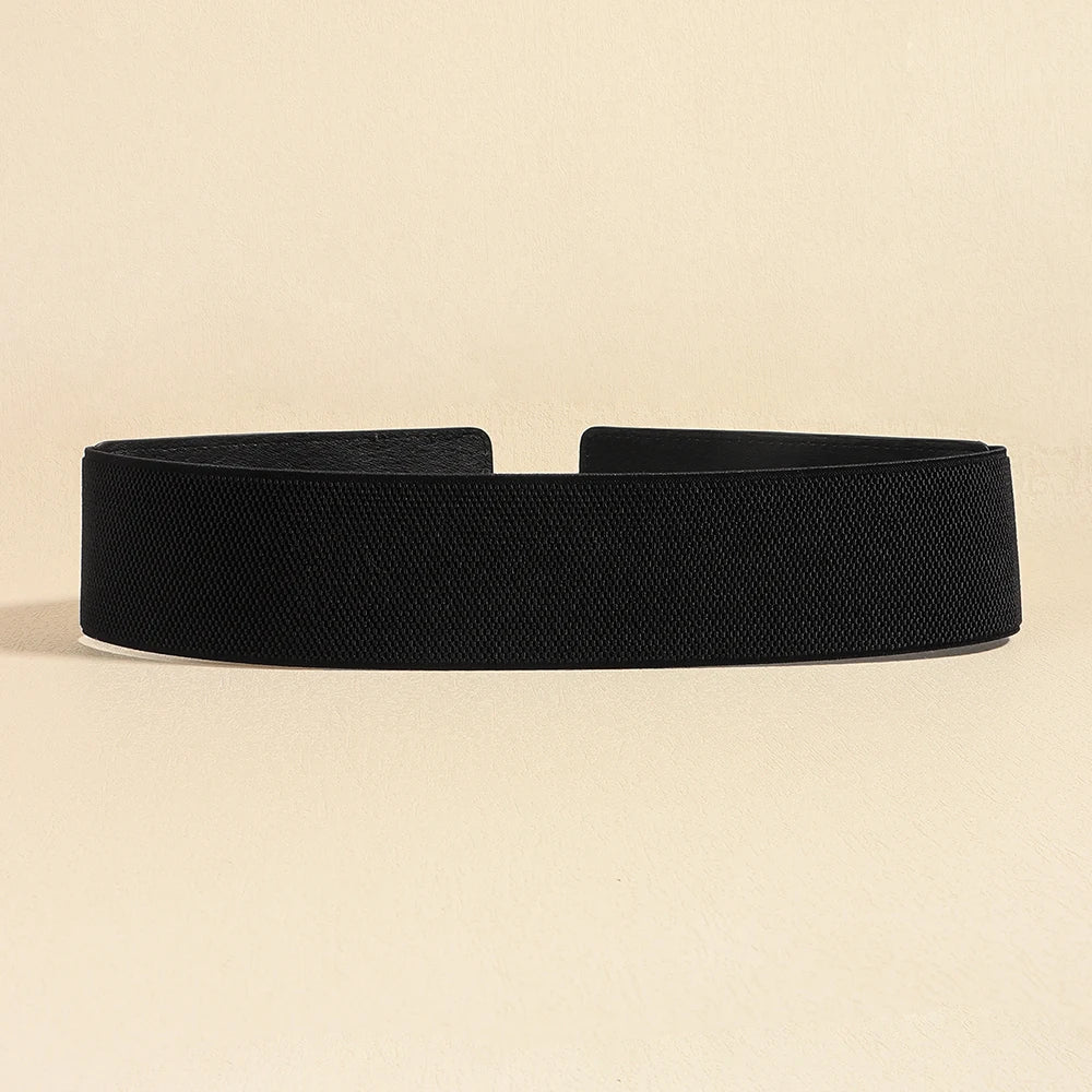 Ceinture Élastique Décorative Femme – Double Boucle PU Robe et Manteau