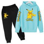New Children's Sports Outfit Set-Hooded Jacket+long Pants with Cartoon Patterns Casual Loose Fit Suitable Boys Girls Aged3to13