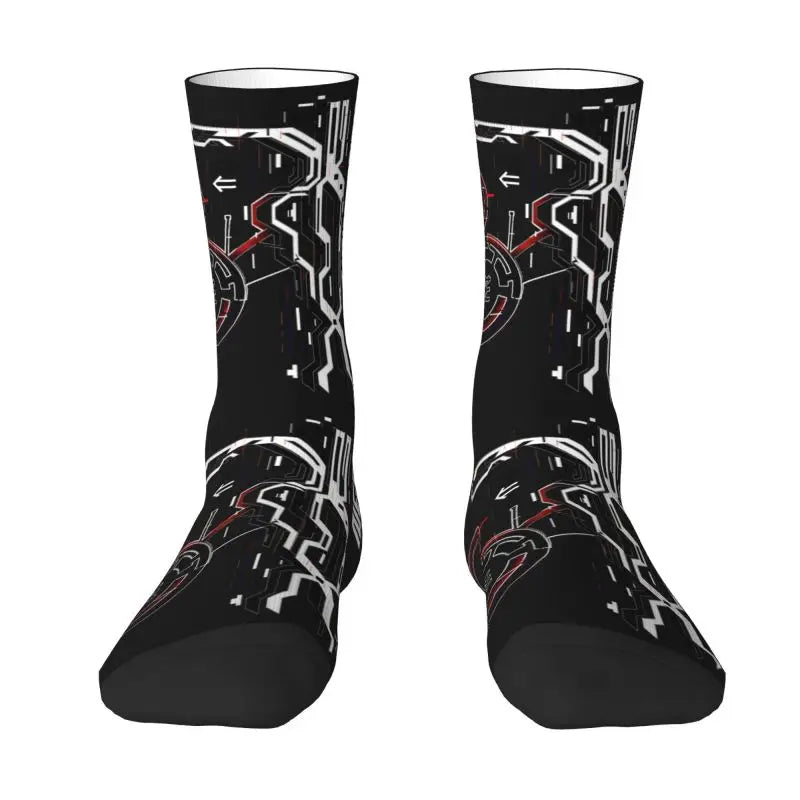 Techwear Men's Crew Socks Unisex Fun Japanese Future Tech Street Wear Style Spring Summer Autumn Winter Dress Socks