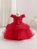 European and American children's lace princess dresses, festive puffy skirts, gauze dresses, floral dresses for baby girls