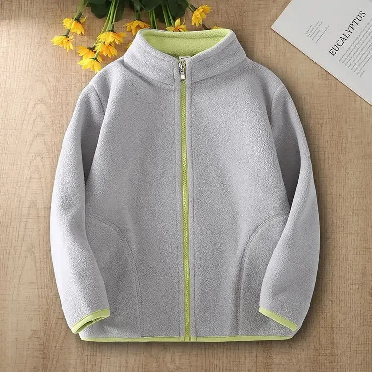 Manteau Polaire Enfant À Capuche – Double Polaire Chaud Zipé 2-14 Ans