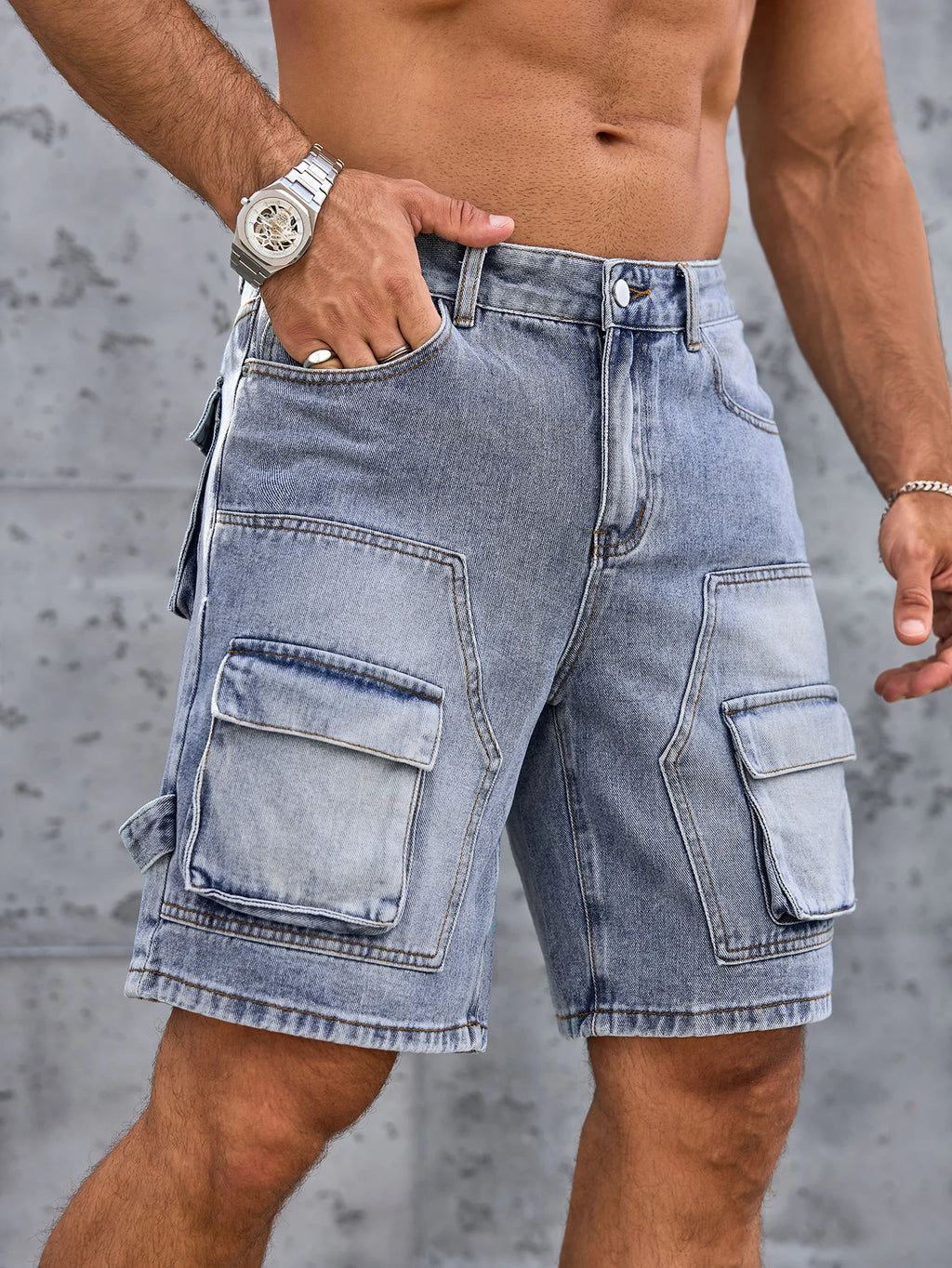 Short en denim homme bleu – Coupe droite streetwear