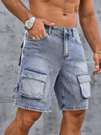 Short en denim homme bleu – Coupe droite streetwear