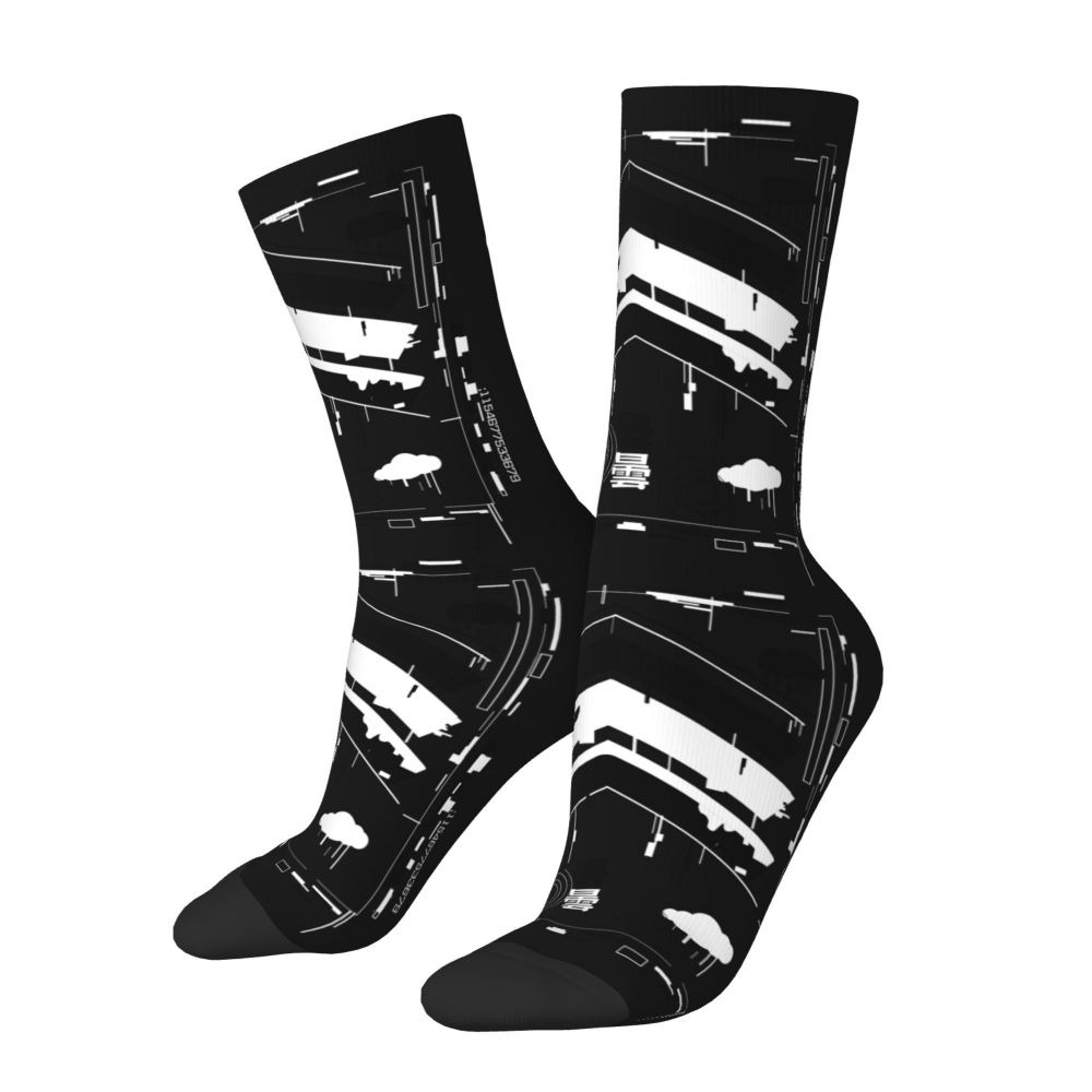 Techwear Men's Crew Socks Unisex Fun Japanese Future Tech Street Wear Style Spring Summer Autumn Winter Dress Socks