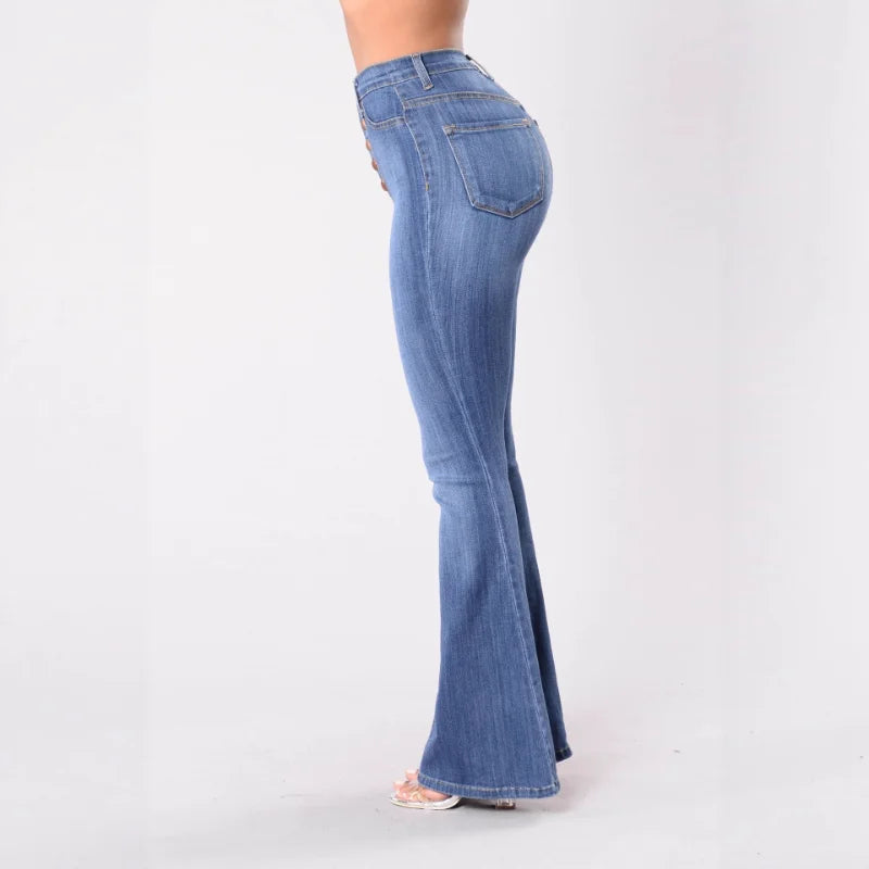 European American Best Selling Spring Autumn Fashion Women Jeans Slim Fit High Waist Versatile Hip Lifting Flared Pants