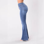 Jean évasé femme taille haute – Boutons apparents