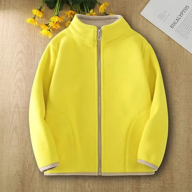 Manteau Polaire Enfant À Capuche – Double Polaire Chaud Zipé 2-14 Ans
