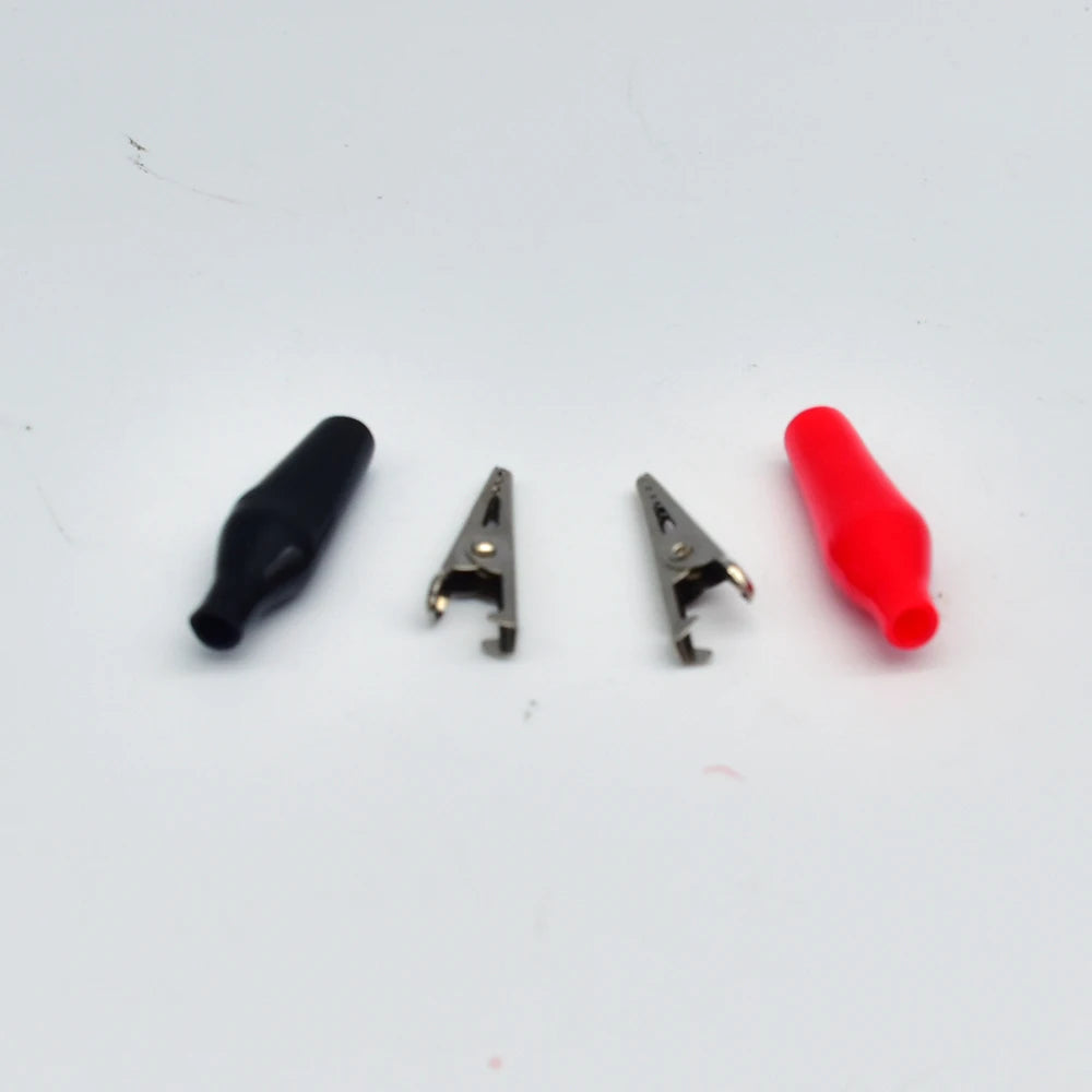 Pinces Crocodile Métal 28mm – Lot 20 Pcs Noir Rouge Test Électrique Batterie