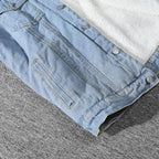 Men's Denim Jacket Autumn Winter Thickened Fleece Collar Cotton Jacket Loose Fit Warm Korean Style Lamb Velvet Lined Coat